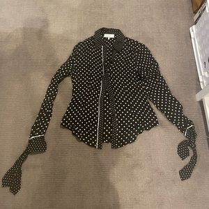 L’academie polka dot button up